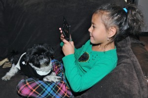 shih tzu and little girl